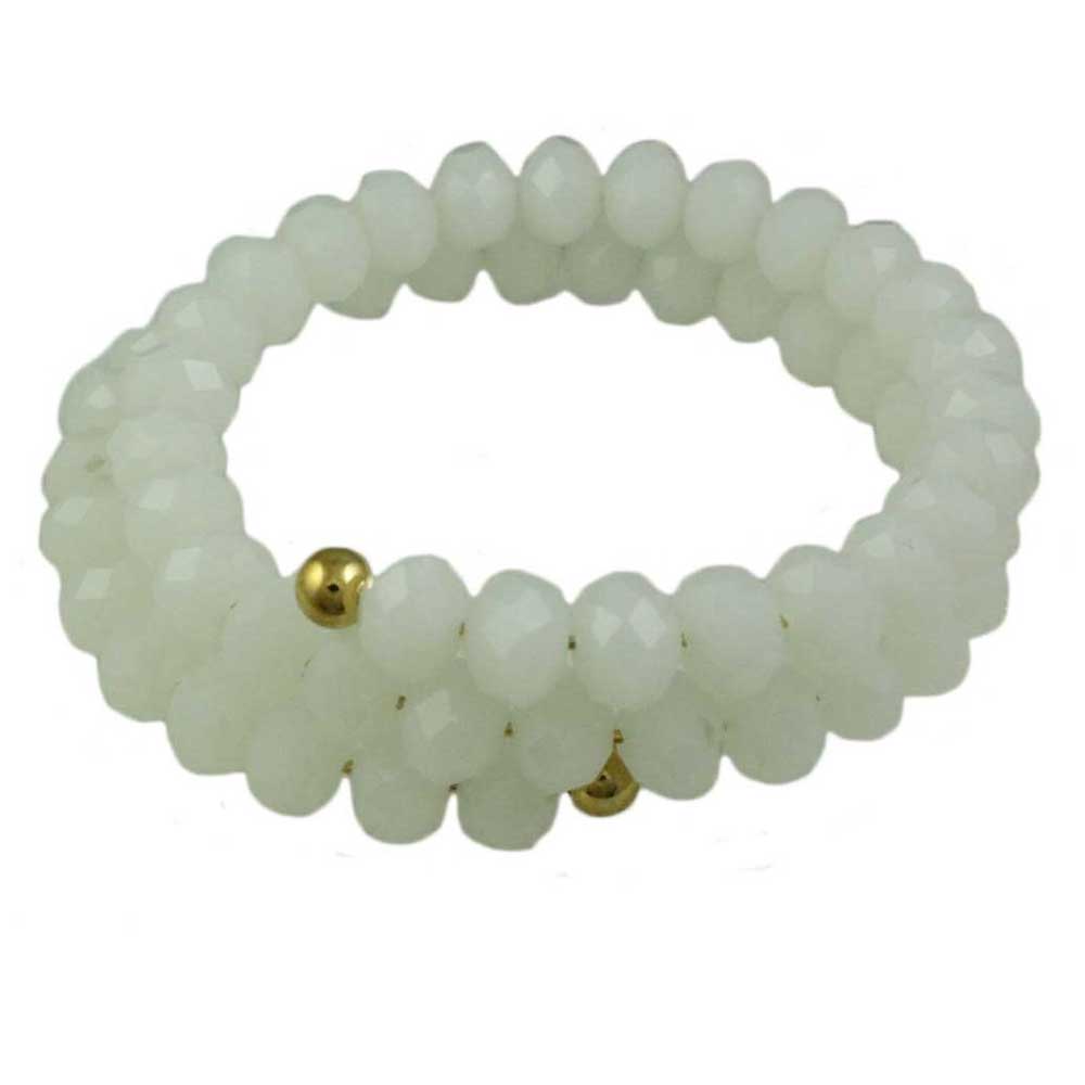 Lilylin Designs Beaded White Wrap Bracelet with Gold Ball
