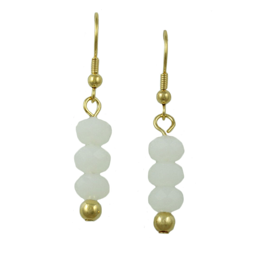 Lilylin Designs White Bead Dangling Fishhook Pierced Earring