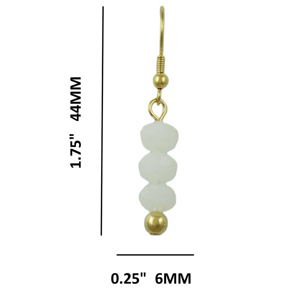 White Bead Dangling Fishhook Pierced Earring - BG401WE - Lilylin Designs