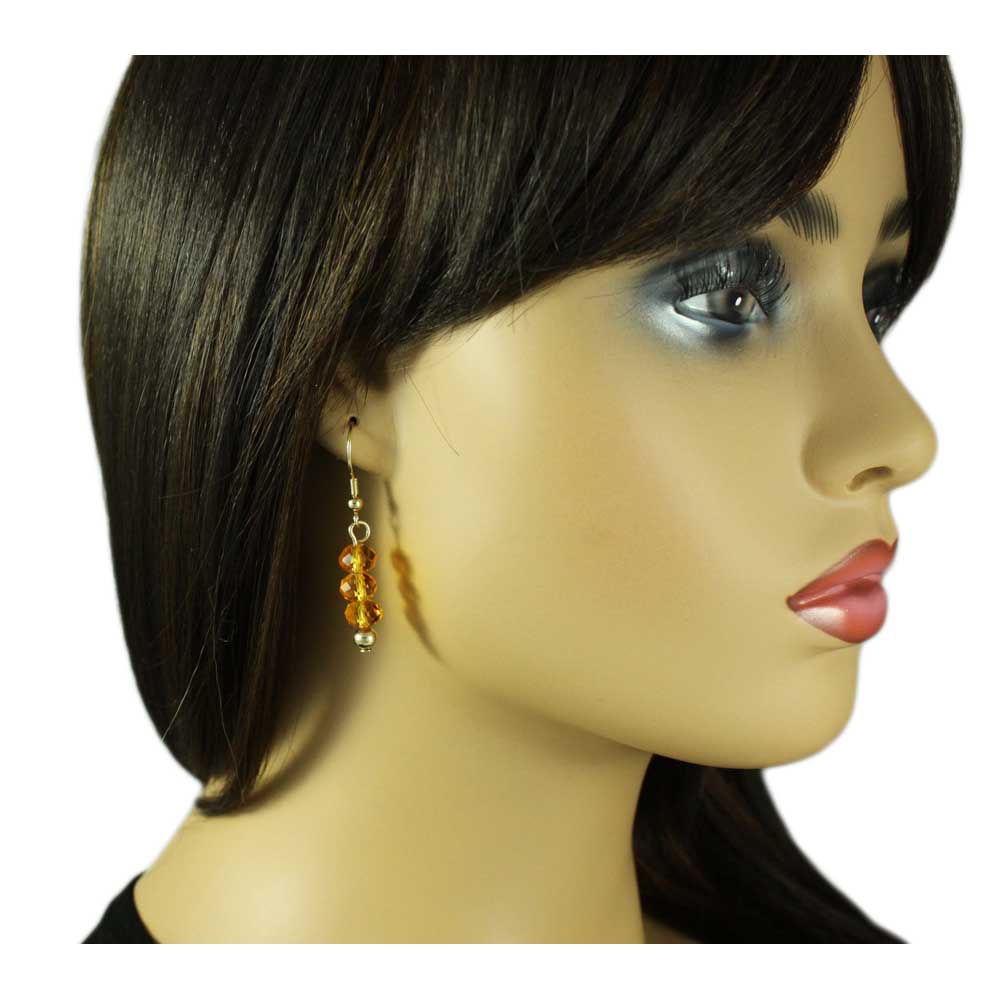 Yellow Bead Dangling Fishhook Pierced Earring - BG401YE - Lilylin Designs