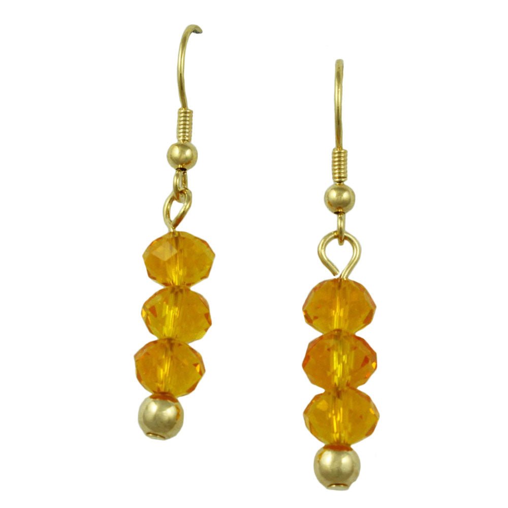 Yellow Bead Dangling Fishhook Pierced Earring - BG401YE - Lilylin Designs