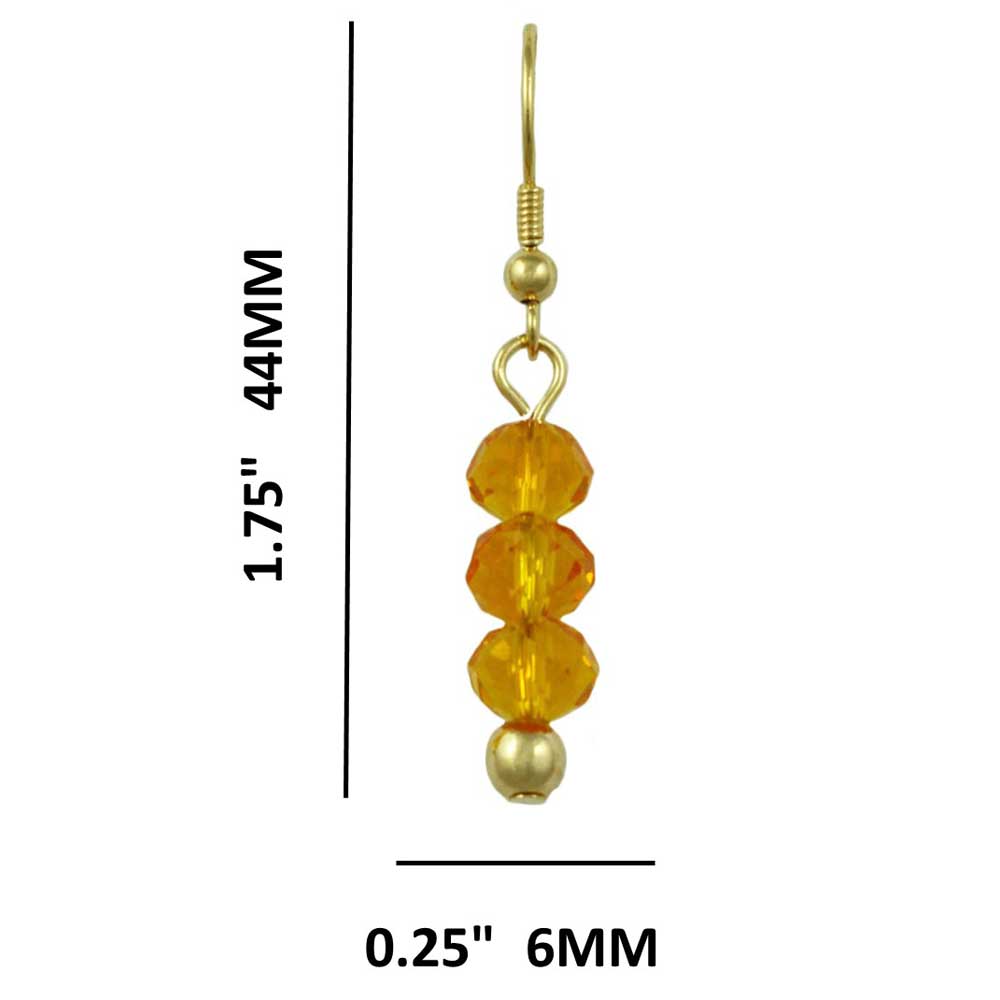 Yellow Bead Dangling Fishhook Pierced Earring - BG401YE - Lilylin Designs