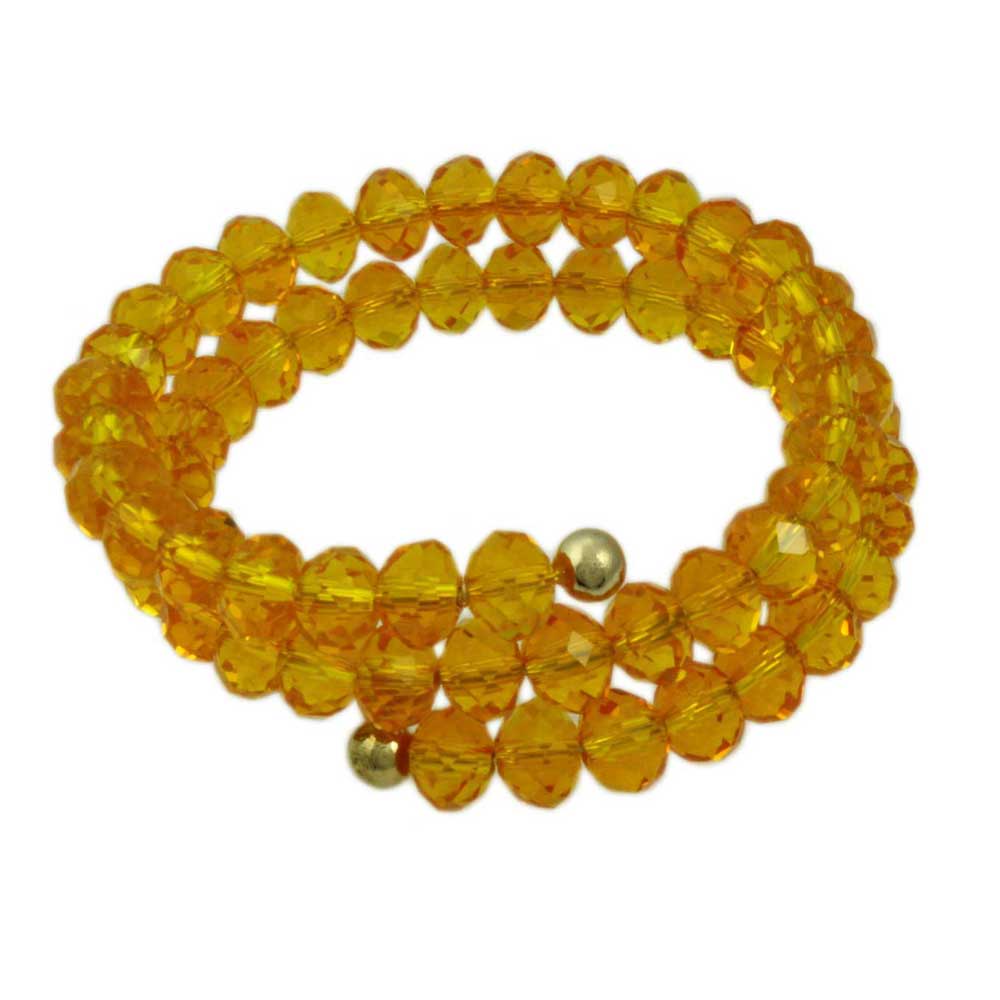 Lilylin Designs Beaded Yellow Wrap Bracelet with Gold Ball