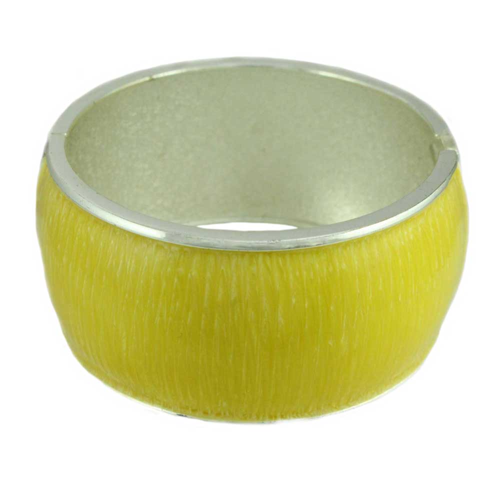 Lilylin Designs Lemon Yellow Striated Enamel Hinged Bangle