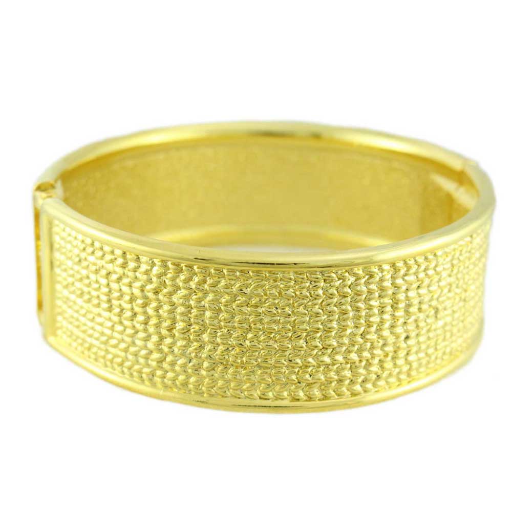 Lilylin Designs Shiny Gold-plated Textured Hinged Bangle