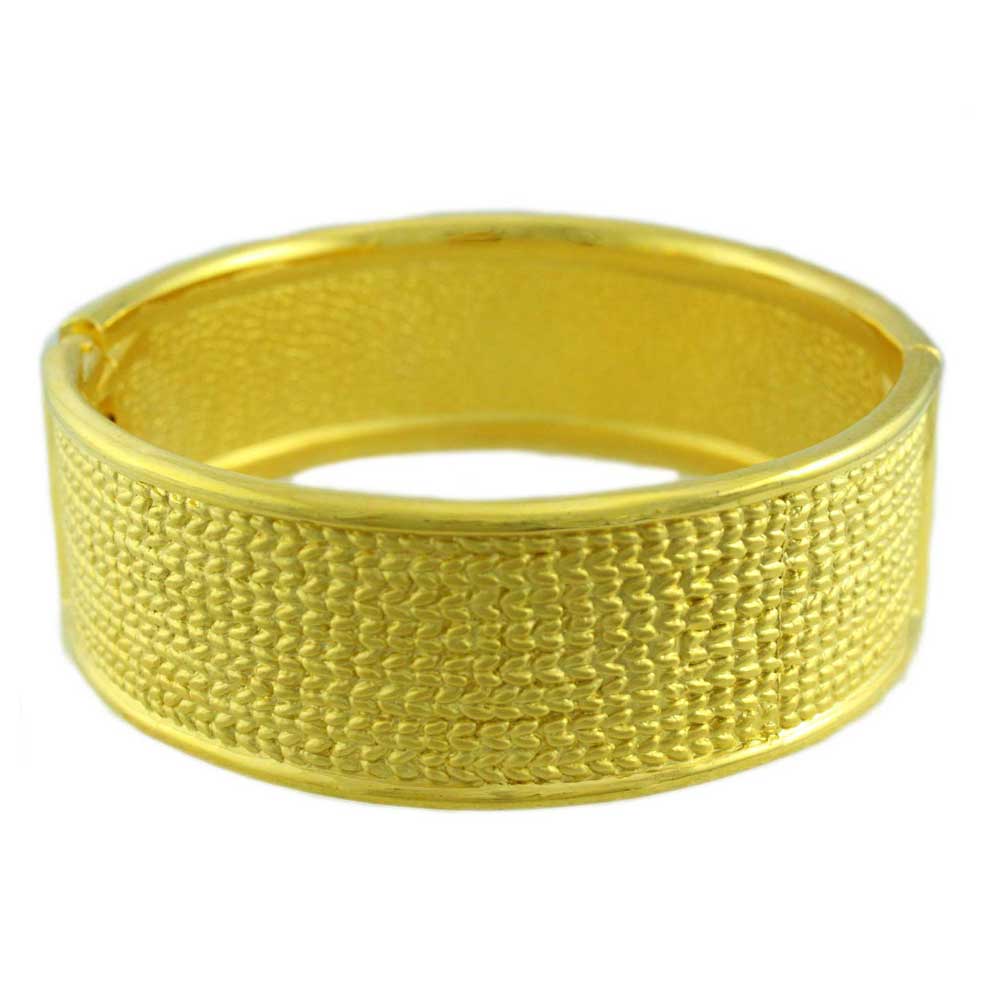 Lilylin Designs Matte Gold-plated Textured Hinged Bangle