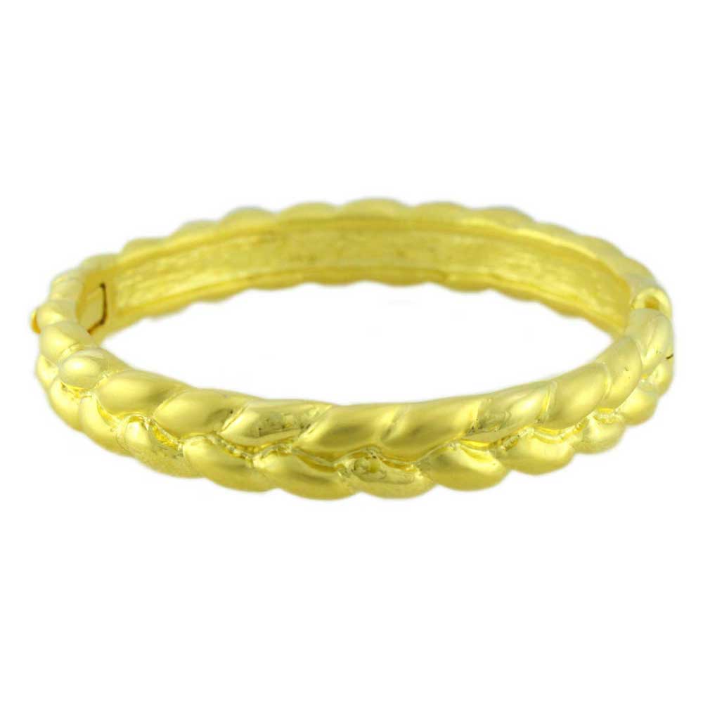 Lilylin Designs Gold-plated Narrow Braided Look Hinged Bangle