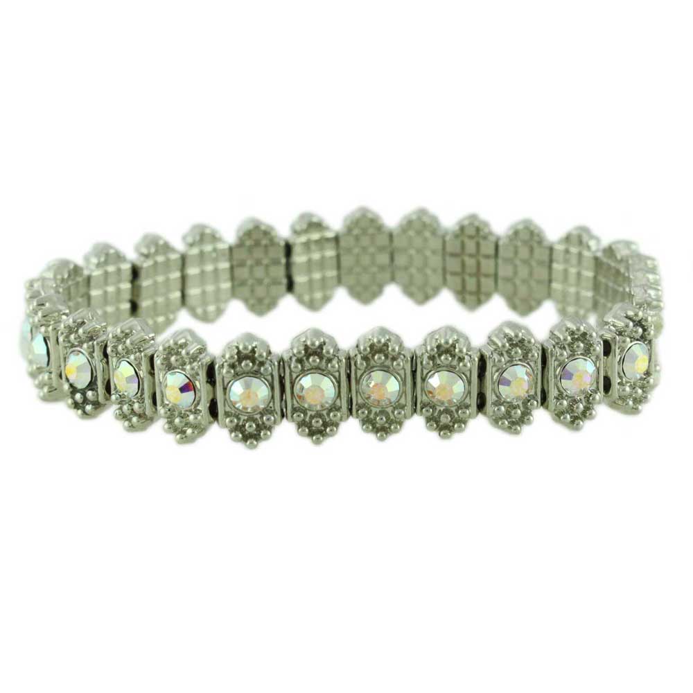 Lilylin Designs Silver-tone Aurora Borealis Crystal Stretch Bracelet