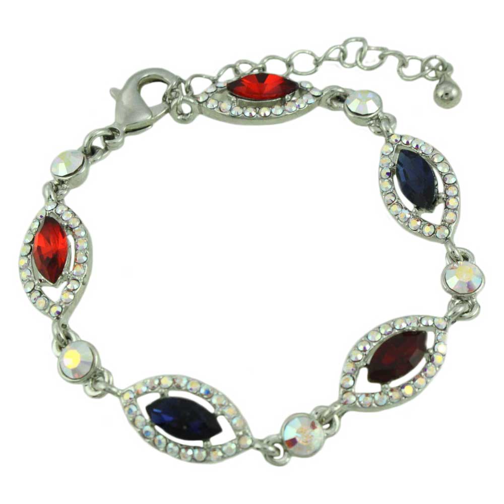 Lilylin Designs Red and Blue Marquise Crystals Bracelet