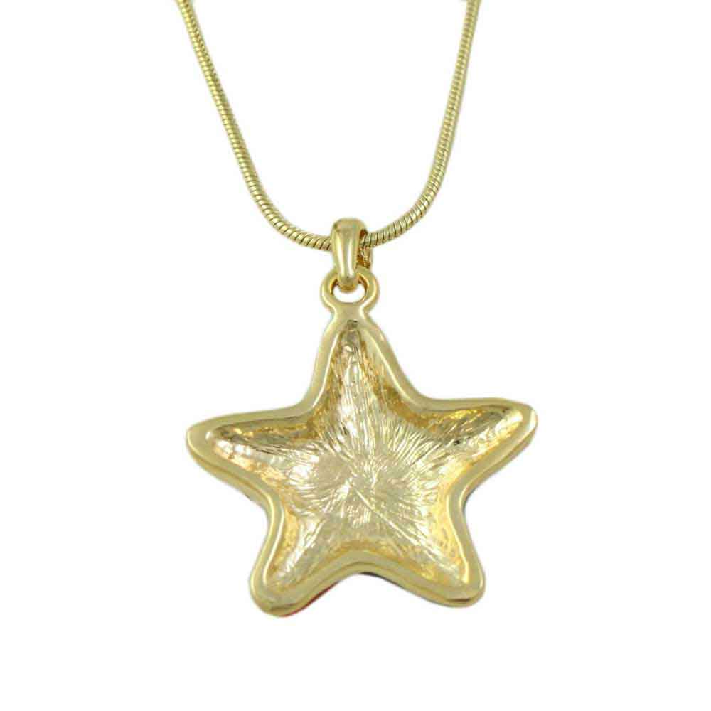Back view of Red White Blue Gold Patriotic Star Pendant with Chain - Lilylin Designs