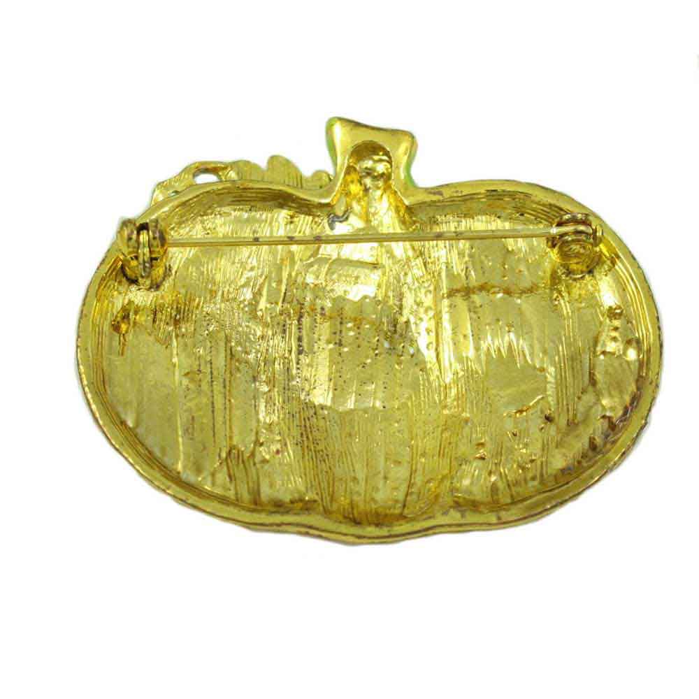 Back view of "Happy Halloween" pumpkin brooch pin - Lilylin Designs