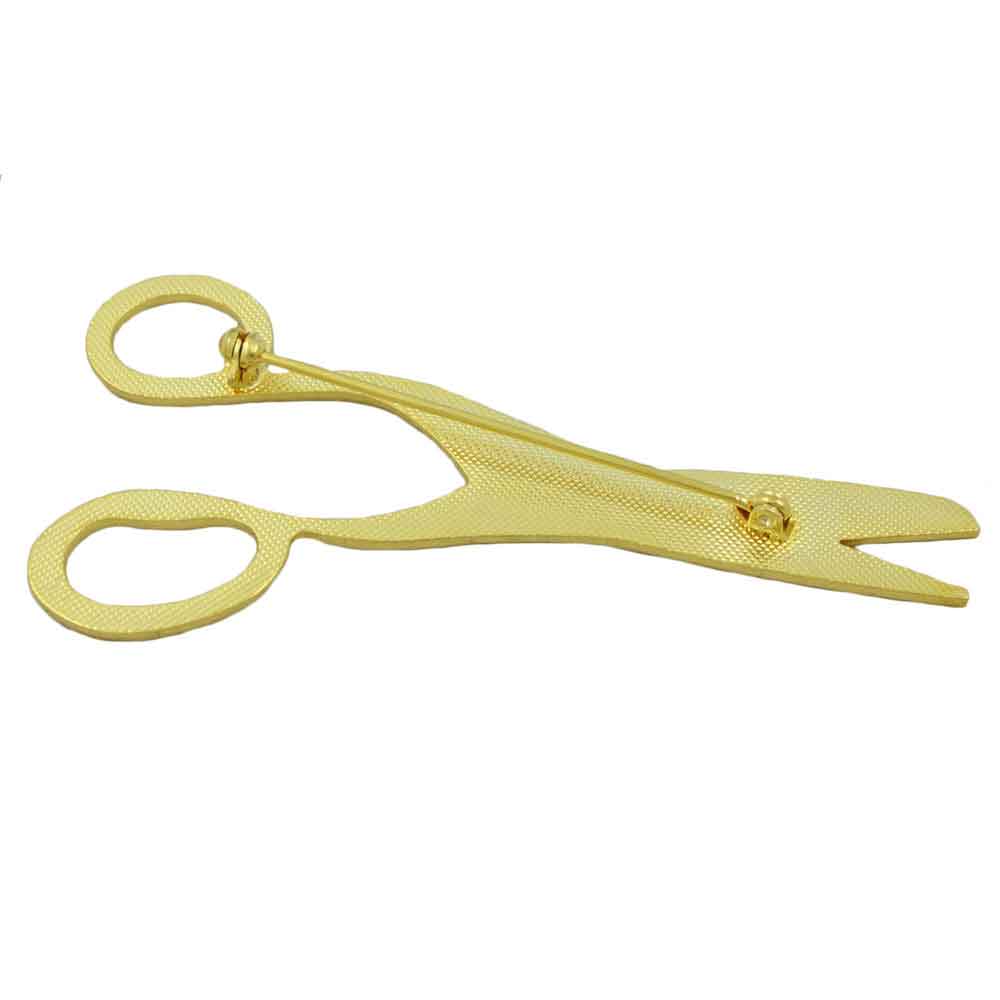Back view of Large Gold scissors with Crystal Brooch Pin - Lilylin Designs