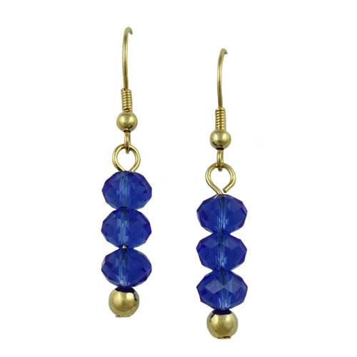 Blue Bead Dangling Fishhook Pierced Earring - BG401BE - Lilylin Designs