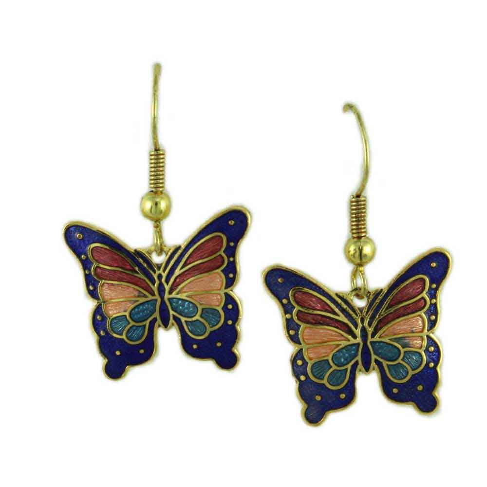 Lilylin Designs Blue Cloisonne Butterfly Pierced Earring