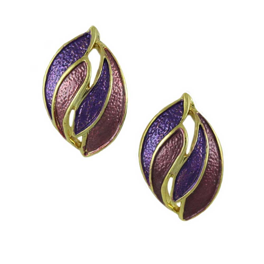 Lilylin Designs Light and Dark Purple Enamel Wave Pierced Earring
