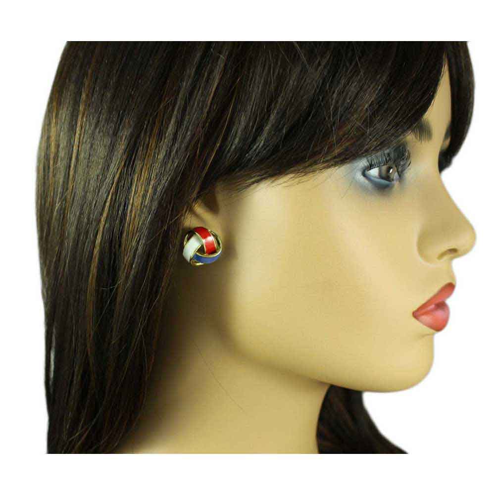 Patriotic Red White Blue Love Knot Pierced Earring - EQ215RB - Lilylin Designs