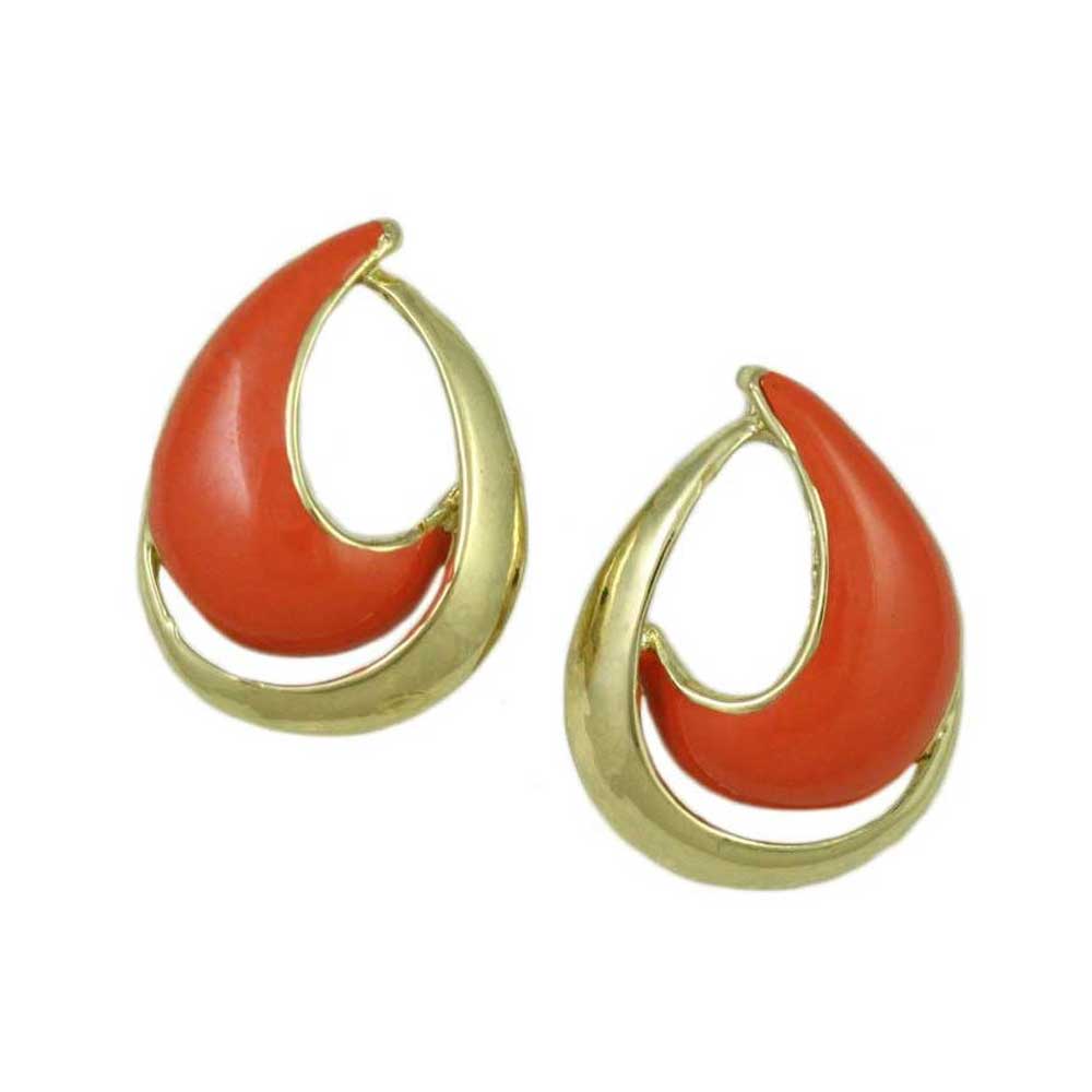 Lilylin Designs Orange with Gold Open Enamel Teardrop Pierced Earring