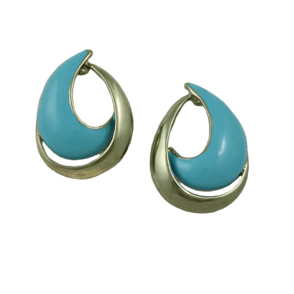 Lilylin Designs Blue with Gold Open Enamel Teardrop Pierced Earring