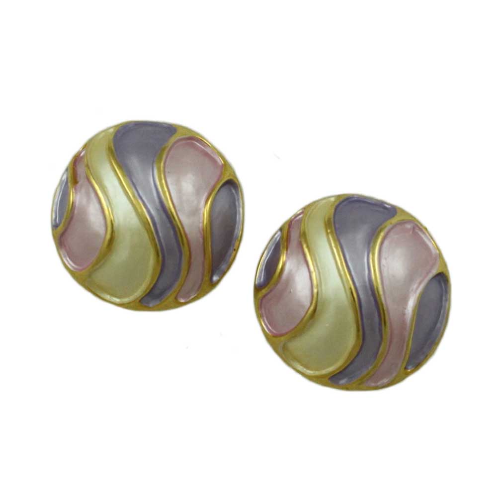 Lilylin Designs Pastel Enamel Striped Dome Pierced Earring