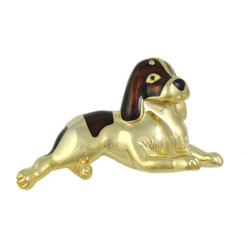 Gold and Brown Enamel Large St. Bernard Dog Brooch Pin - FAP920 - Lilylin Designs