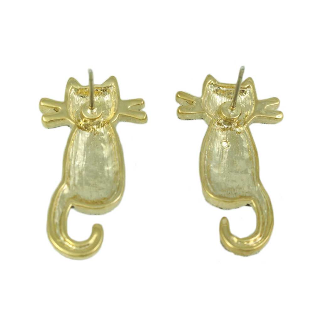 Black Cat with Gold Glitter Pierced Earring - FE320 - Lilylin Designs