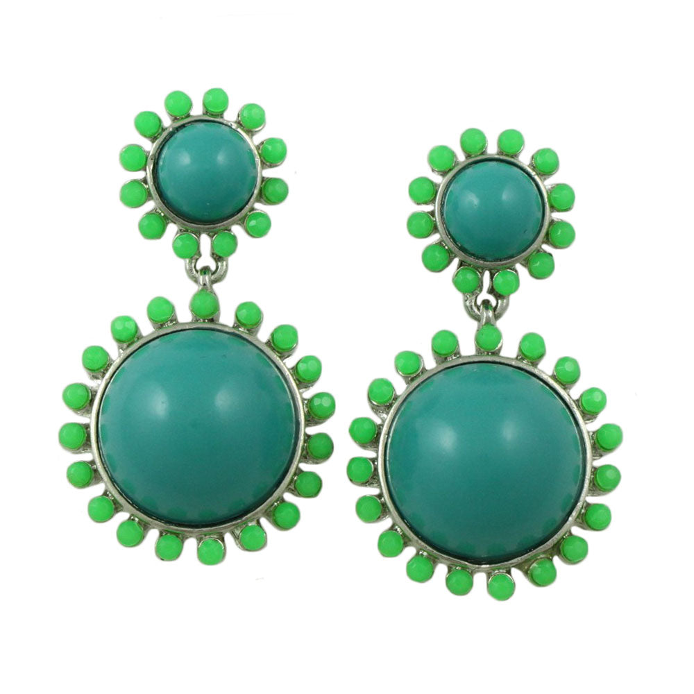 Lilylin Designs Blue Domes with Green Accents Dangling Pierced Earring