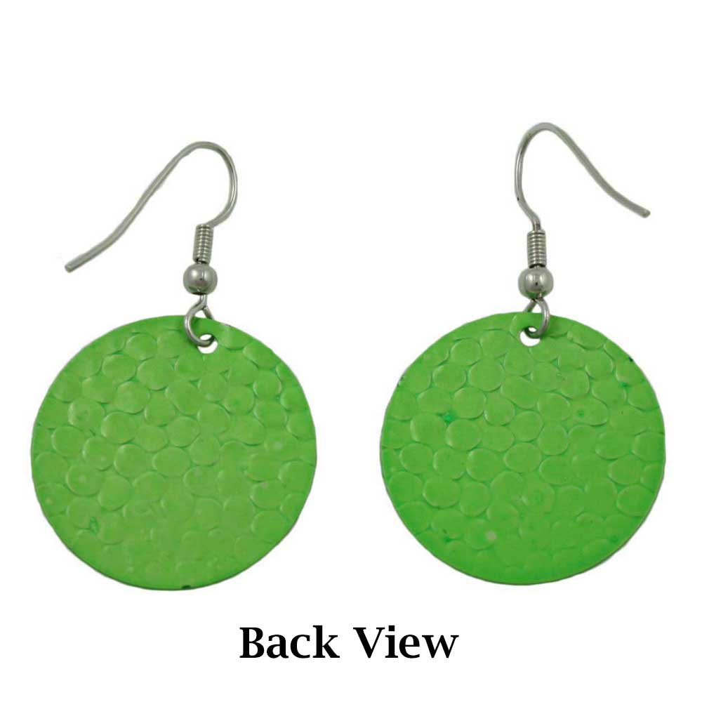 Round Apple Green Textured Disc Pierced Earring - FE403GN - Lilylin Designs
