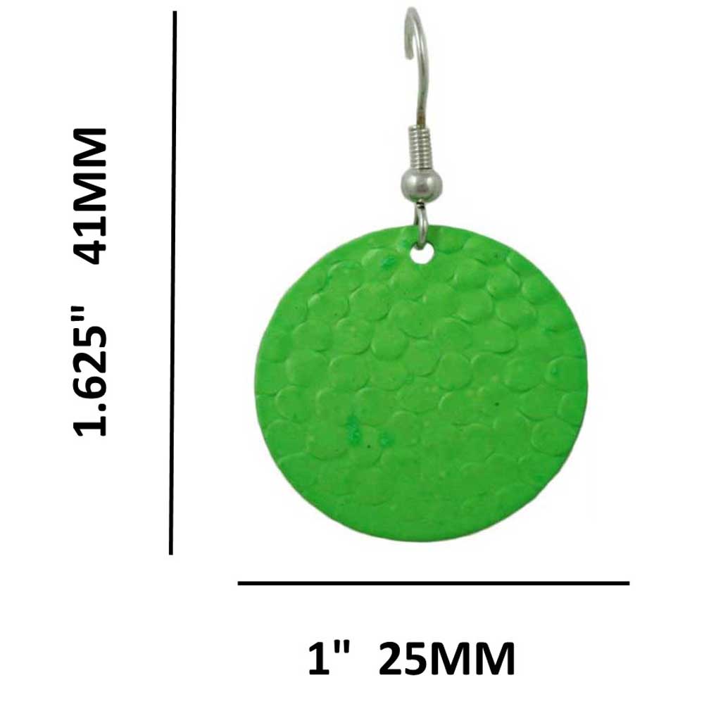 Round Apple Green Textured Disc Pierced Earring - FE403GN - Lilylin Designs
