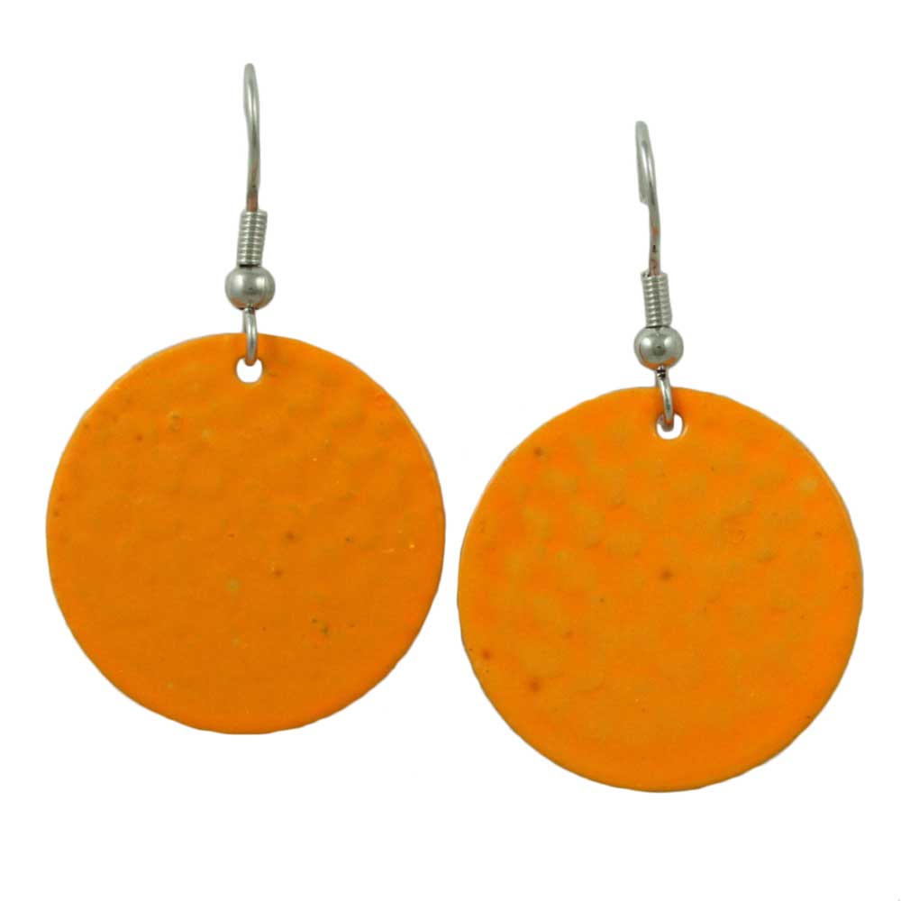 Lilylin Designs Round Bright Orange Textured Disc Pierced Earring