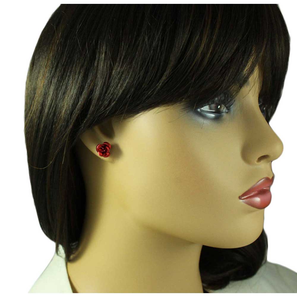 Bunch of Red Roses Brooch Pin and Rose Stud Earring Gift Set - PRL415BS - Lilylin Designs