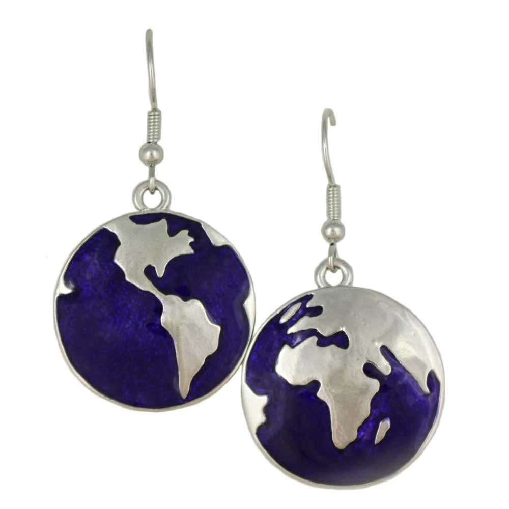 Lilylin Designs Blue and Silver We Are The World Earth Earring