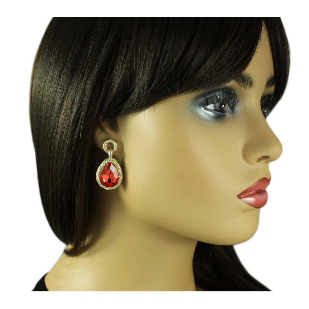 Burnt Orange Acrylic Teardrop Pierced Earring - FE513 - Lilylin Designs