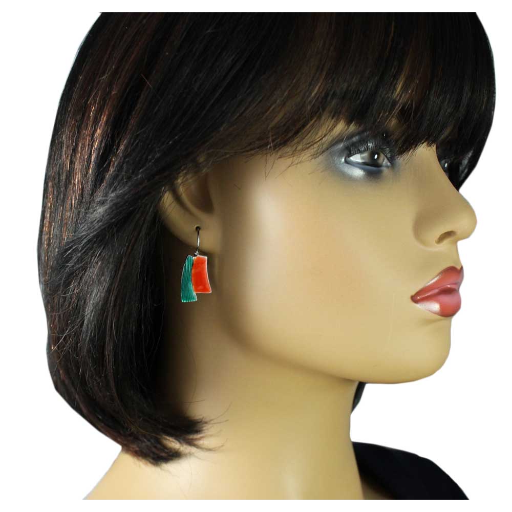 Red and Green Enamel Stripes Pierced Earring - FN319E - Lilylin Designs