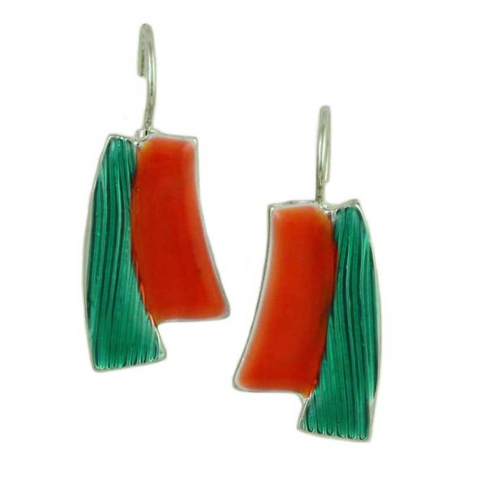 Lilylin Designs Red and Green Enamel Stripes Pierced Earring