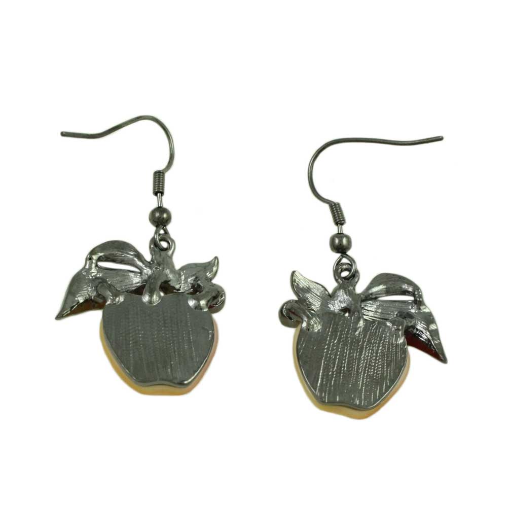 Enamel Apple with Topaz Crystals Dangling Pierced Earring - FN402E - Lilylin Designs