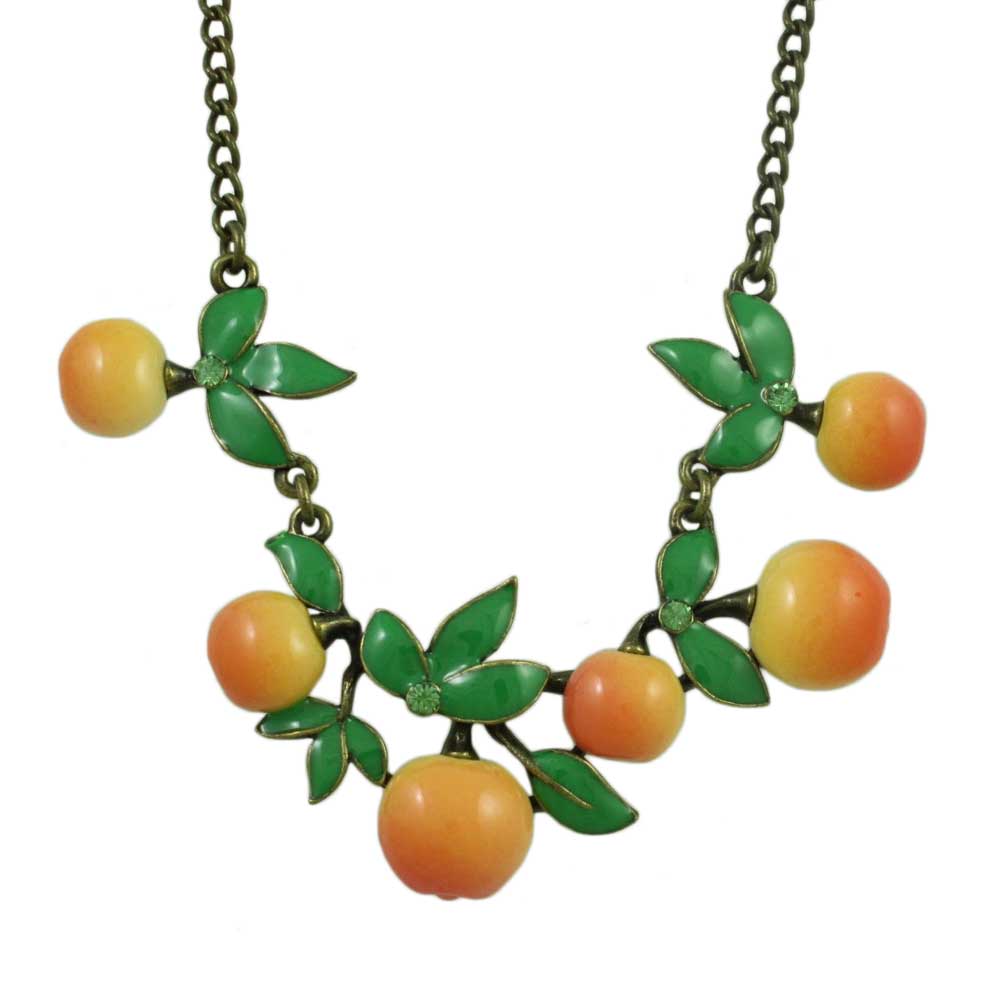 Bunch of Enamel Oranges with Leaves Necklace - FN404 - Lilylin Designs