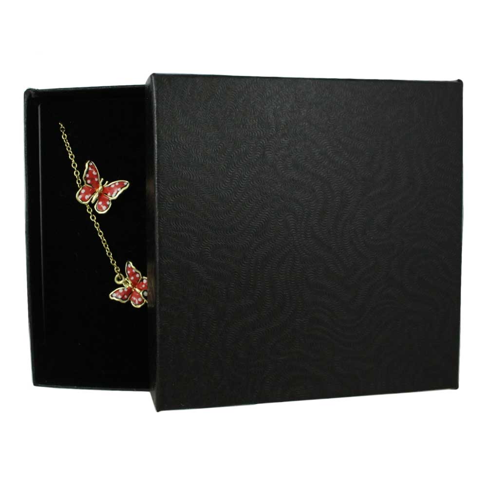 Orange Butterfly Necklace and Earring Gift Set - FN481BS - Lilylin Designs