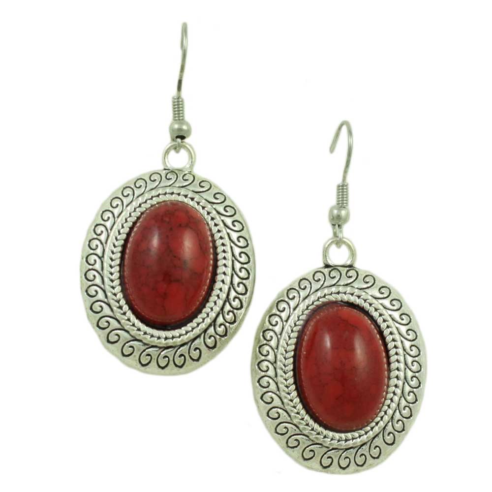 Lilylin Designs Red Turquoise Oval Dangling Pierced Earring