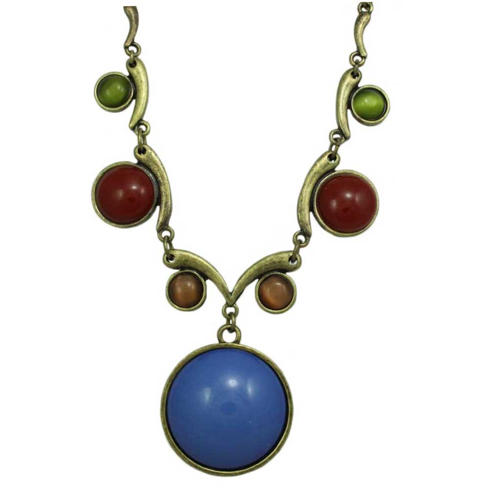 Lilylin Designs Large Round Blue Stone with Assorted Stones Necklace