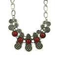Antique Swirls with Red Turquoise Stones Necklace - FN519 - Lilylin Designs