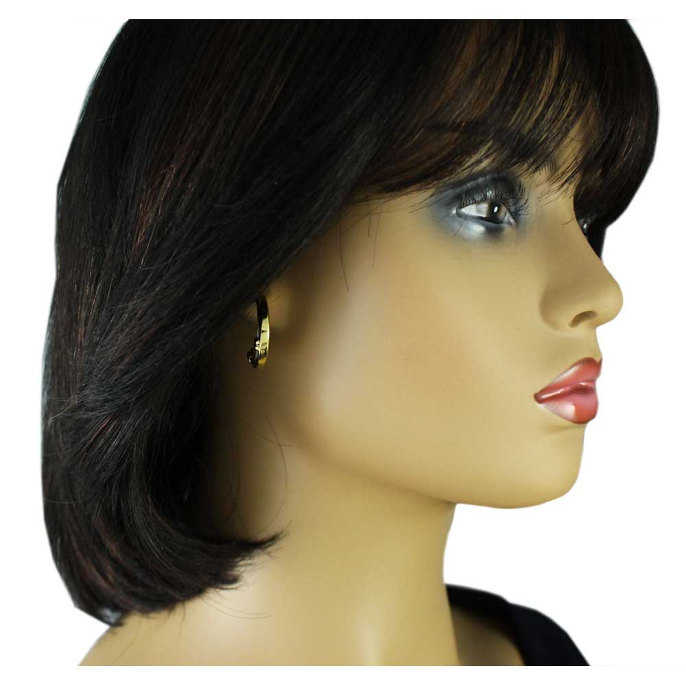Two Tone Gold with Silver Rope Semi Hoop Pierced Earring - FN902E - Lilylin Designs