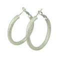 Silver - tone Frosted Medium Hoop Pierced Earring - MEC402S - Lilylin Designs