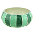 Light and Dark Green Striped Enamel Hinged Bangle - BG503 - Lilylin Designs