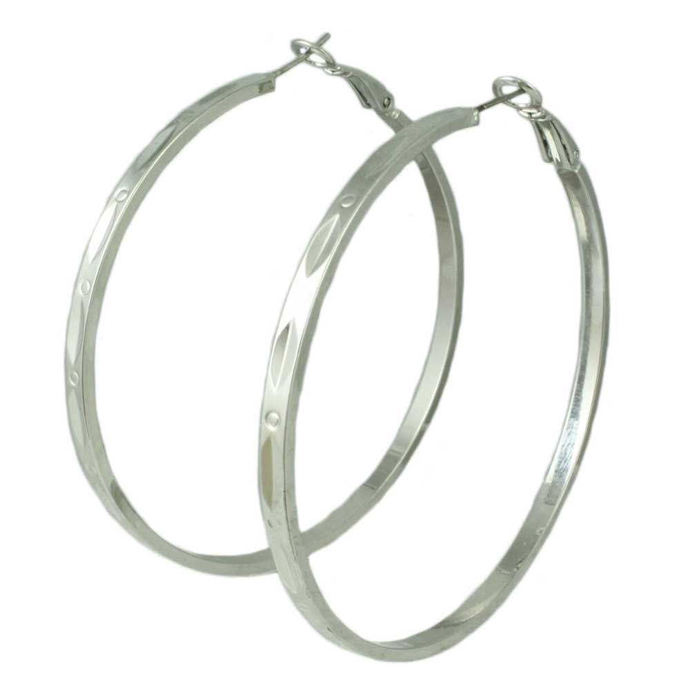 Lilylin Designs Silver-tone Embellished Large Hoop Pierced Earring