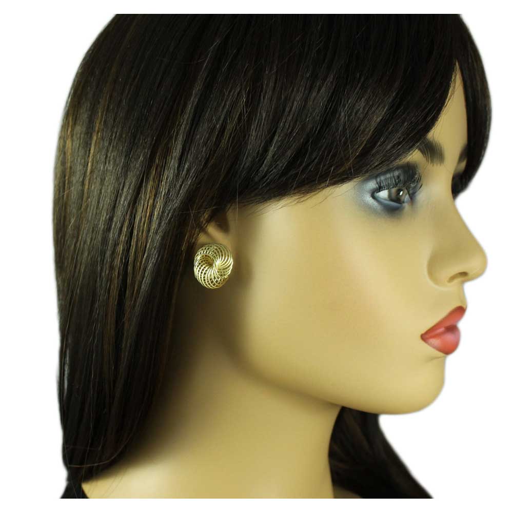 Gold Spiral Love Knot Pierced Earring - MEC147 - Lilylin Designs