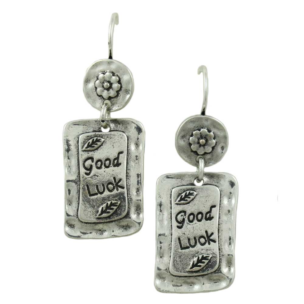 Lilylin Designs Antiqued Hammered Silver-tone Good Luck Earring