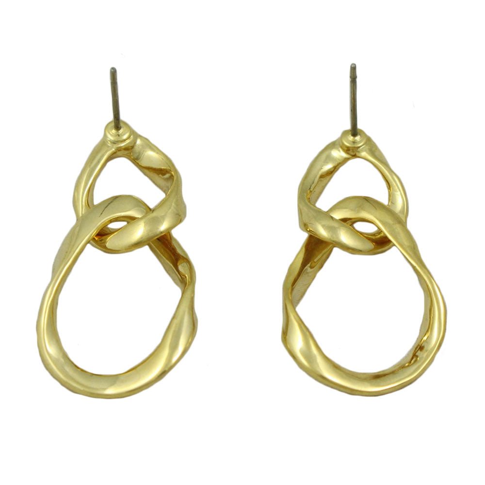 Gold Intertwined Twisted Open Teardrops Pierced Earring - MEC208 - Lilylin Designs