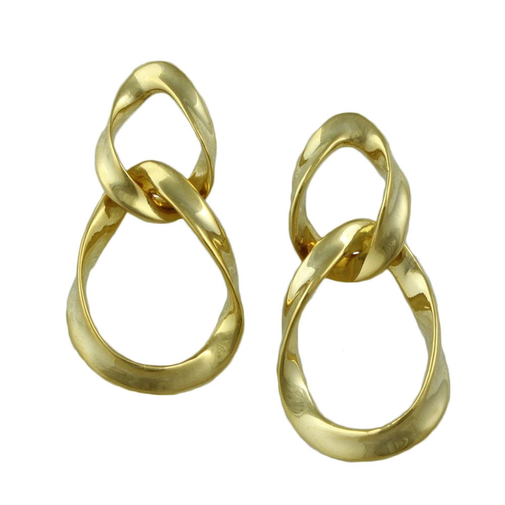 Gold Intertwined Twisted Open Teardrops Pierced Earring - MEC208 - Lilylin Designs