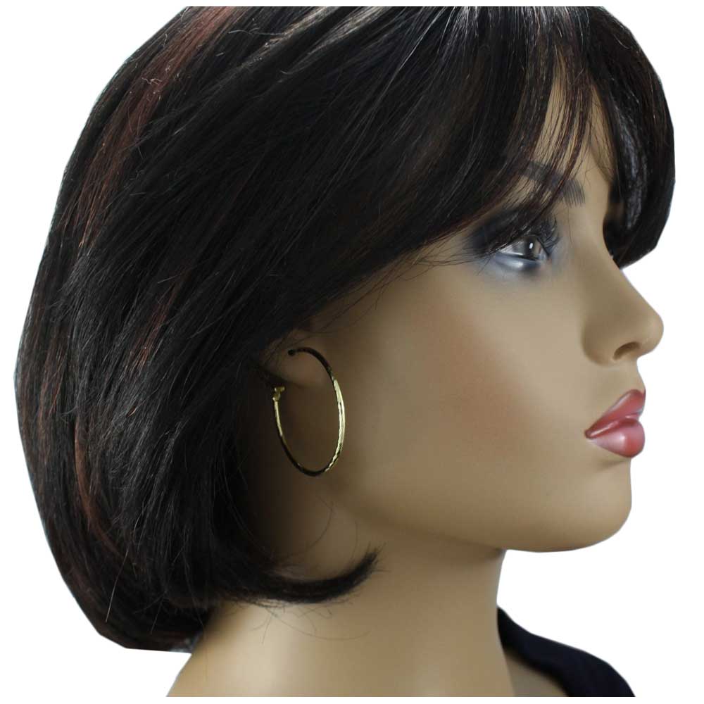 Gold Medium 1.50" Hoop Lightweight Pierced Earring - MEC210G - Lilylin Designs