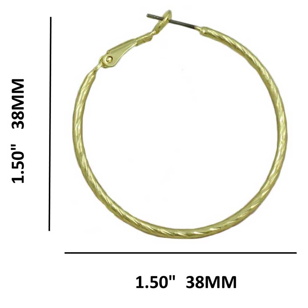 Gold Medium 1.50" Hoop Lightweight Pierced Earring - MEC210G - Lilylin Designs